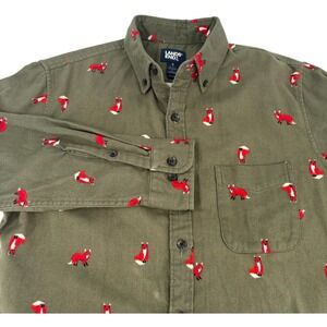 LANDS END Mens Shirt Button Down Size Small Red Fox Long Sleeve 14-14 1/2 Pocket